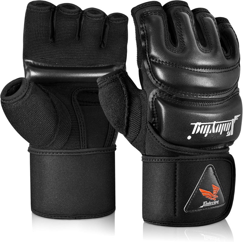 Xinluying MMA Gloves Punch Bag Training Martial Arts Sparring Grappling Kickboxing Muay Thai Boxing Gloves, Thickened Knuckle Pads，Widen The Wristband，Fingerless Rub Resistance Mitts for Men Women - Image 1